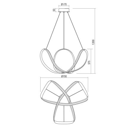 Redo 01-1784 - LED Zatemnitveni lestenec na vrvici NUCLEO LED/55W/230V bela