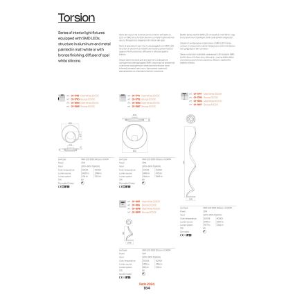 Redo 01-1789 - LED Zatemnitvena stenska svetilka TORSION LED/27W/230V bela