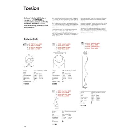 Redo 01-1792 - LED Zatemnitvena stropna svetilka TORSION LED/30W/230V bron