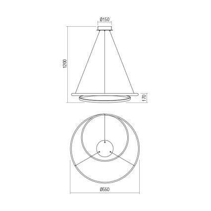 Redo 01-1793 - LED Zatemnitveni lestenec na vrvici TORSION LED/29W/230V pr. 55 cm bela