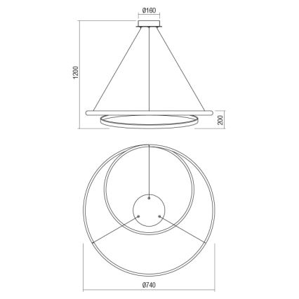 Redo 01-1795 - LED Zatemnitveni lestenec na vrvici TORSION LED/40W/230V pr. 74 cm bela