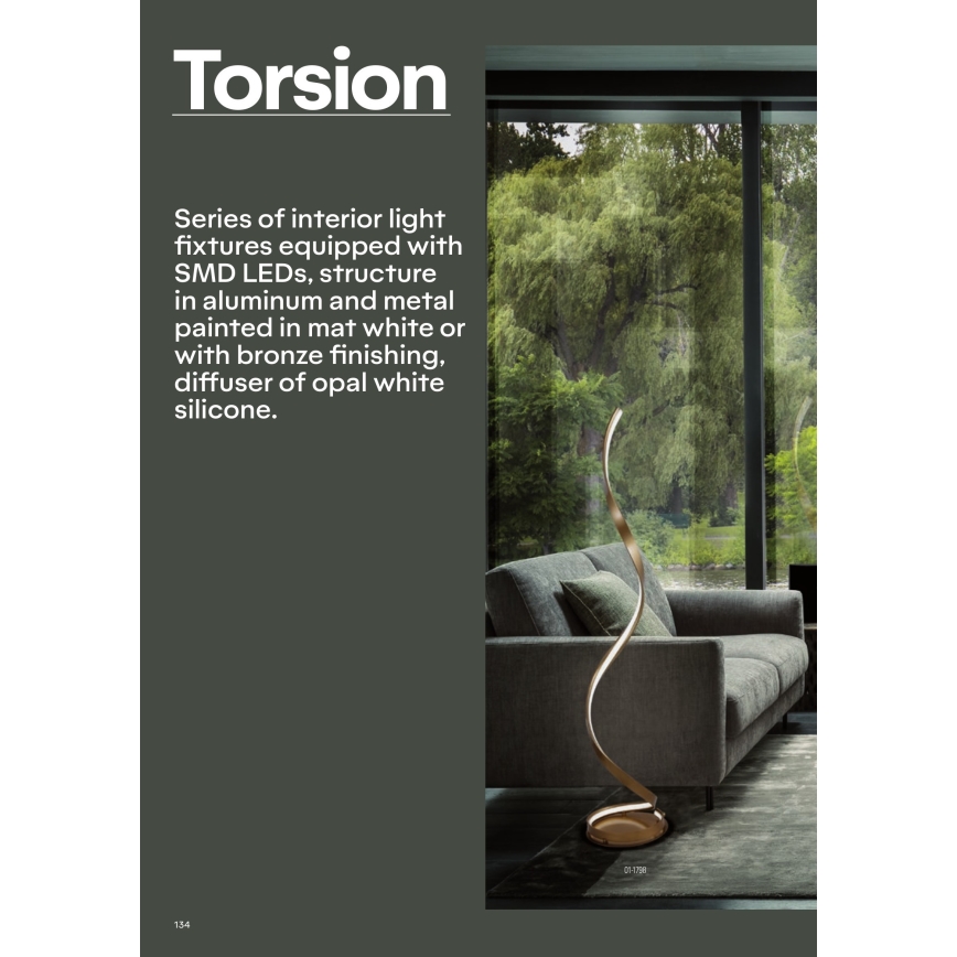 Redo 01-1797 - Zatemnjiva LED talna svetilka TORSION LED/24W/230V bela