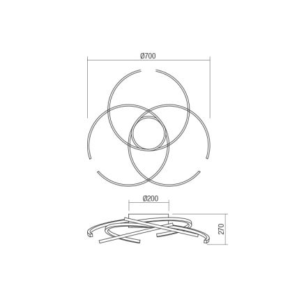 Redo 01-1801 - LED Zatemnitvena stropna svetilka ALIEN LED/60W/230V 3000K pr. 70 cm bela