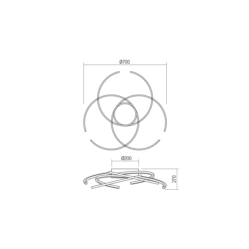 Redo 01-1801 - LED Zatemnitvena stropna svetilka ALIEN LED/60W/230V 3000K pr. 70 cm bela