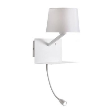 Redo 01-1807 - LED Stenska svetilka s flexible majhno svetilka TOMO 1xE27/42W/230V + LED/3W/230V bela