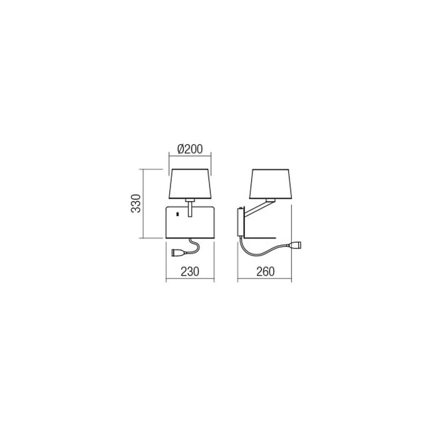 Redo 01-1807 - LED Stenska svetilka s flexible majhno svetilka TOMO 1xE27/42W/230V + LED/3W/230V bela