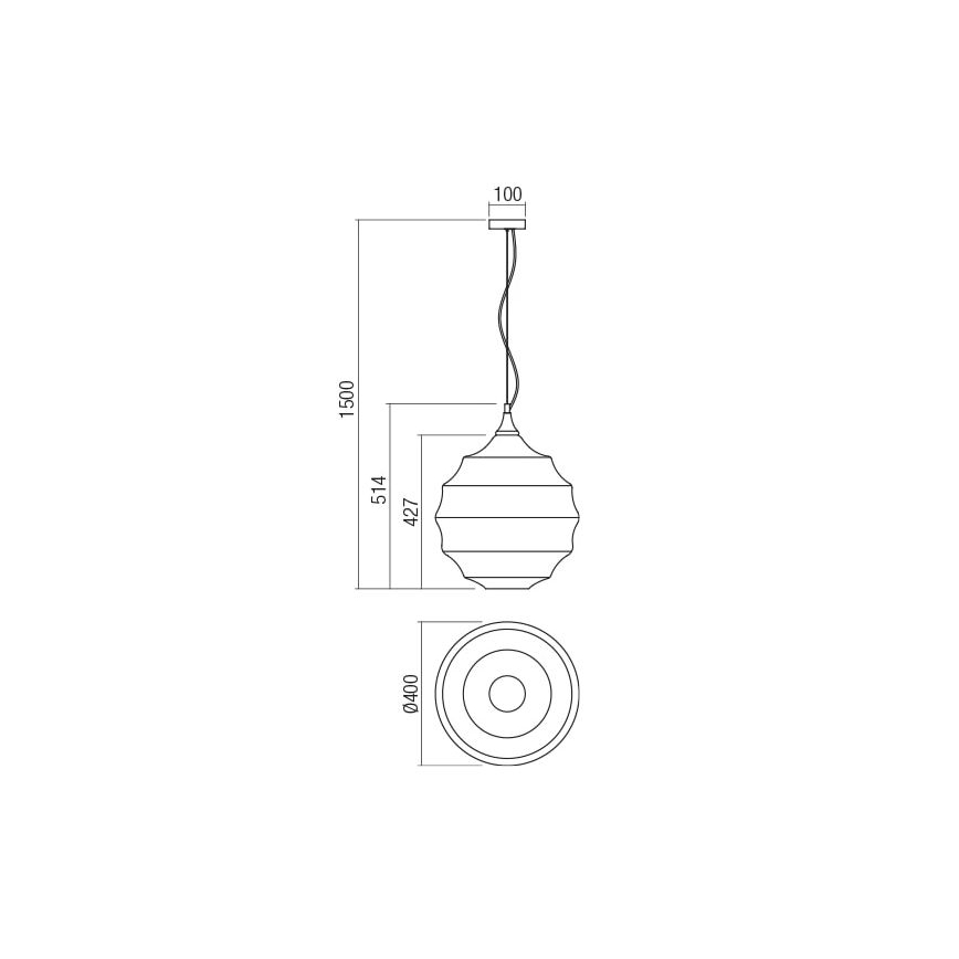 Redo 01-1845 - Lestenec na vrvici SLAG 1xE27/42W/230V pr. 40 cm siva