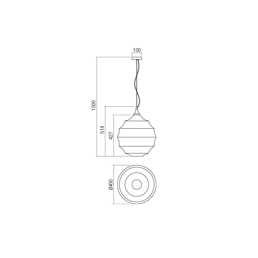 Redo 01-1846 - Lestenec na vrvici SLAG 1xE27/42W/230V pr. 40 cm baker