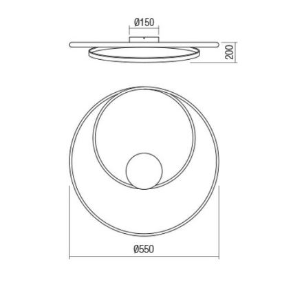 Redo 01-1887 - Zatemljiva LED stropna svetilka TORSION LED/29W/230V, premer 55 cm, bronasta