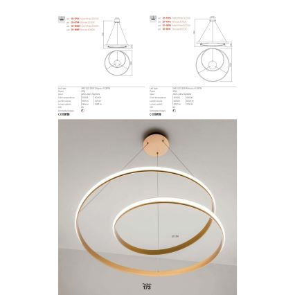 Redo 01-1889 - LED zatemljiv lestenec na kablu TORSION LED/29W/230V 4000K premer 55 cm bronast