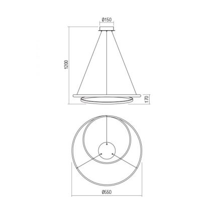 Redo 01-1889 - LED zatemljiv lestenec na kablu TORSION LED/29W/230V 4000K premer 55 cm bronast