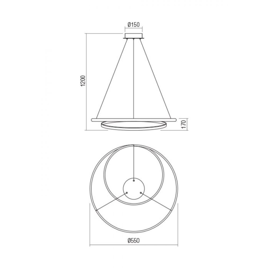 Redo 01-1889 - LED zatemljiv lestenec na kablu TORSION LED/29W/230V 4000K premer 55 cm bronast