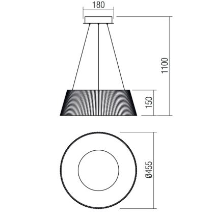 Redo 01-1937 - LED Lestenec na vrvici SARIS LED/36W/230V rjava