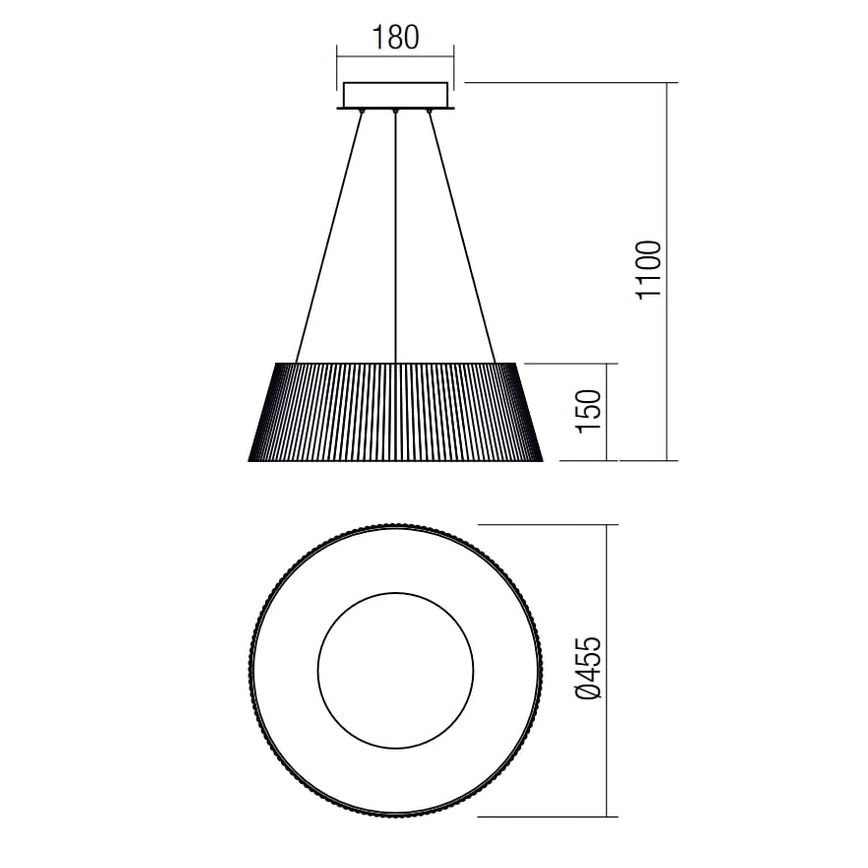 Redo 01-1937 - LED Lestenec na vrvici SARIS LED/36W/230V rjava