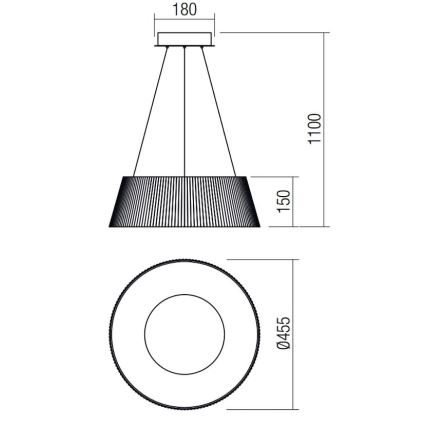 Redo 01-1938 - LED Lestenec na vrvici SARIS LED/36W/230V antracit