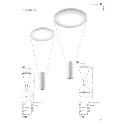 Redo 01-1970 - LED Zatemnitveni lestenec na vrvici ESSENCE LED/24W/230V CRI 90 3000K bela