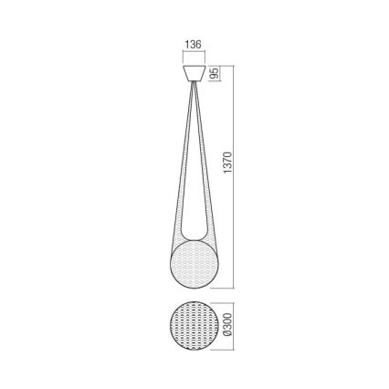 Redo 01-1973 - LED Lestenec na vrvici ALLURIA 1xE27/7W/230V pr. 30 cm