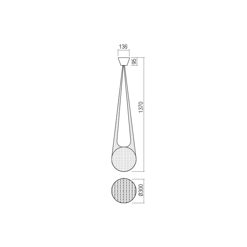 Redo 01-1973 - LED Lestenec na vrvici ALLURIA 1xE27/7W/230V pr. 30 cm