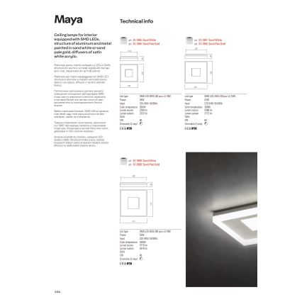 Redo 01-1998 - Zatemnljivo LED stropno svetilo MAYA LED/42W/230V 42,5x42,5 cm zlato