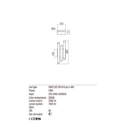 Redo 01-2037 - LED Stenska svetilka MADISON 6xLED/4W/230V baker