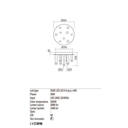 Redo 01-2039 - LED Stropna svetilka MADISON 9xLED/4W/230V zlata