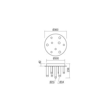 Redo 01-2039 - LED Stropna svetilka MADISON 9xLED/4W/230V zlata