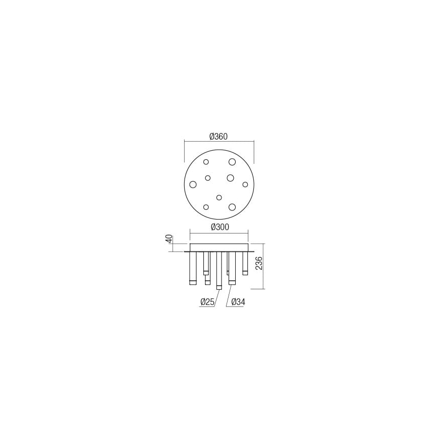 Redo 01-2042 - LED Stropna svetilka MADISON 9xLED/4W/230V sijajni krom/črna/baker