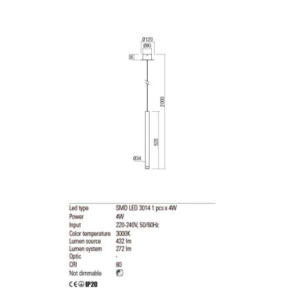 Redo 01-2043 - LED Lestenec na vrvici MADISON LED/4W/230V zlata