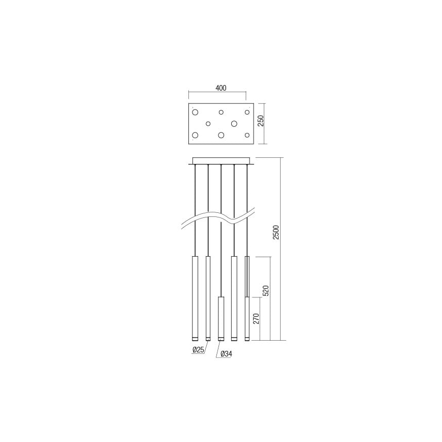 Redo 01-2047 - LED Lestenec na vrvici MADISON 8xLED/4W/230V baker