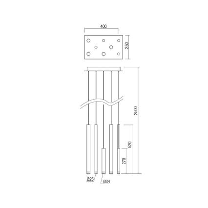 Redo 01-2048 - LED Lestenec na vrvici MADISON 8xLED/4W/230V črna