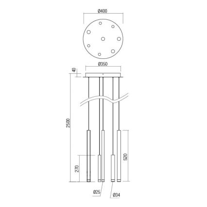 Redo 01-2050 - LED Lestenec na vrvici MADISON 8xLED/4W/230V zlata