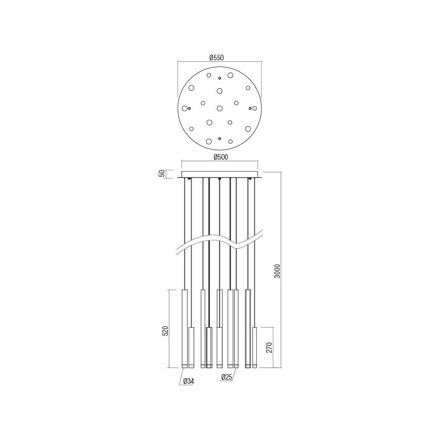 Redo 01-2058 - LED Lestenec na vrvici MADISON 16xLED/4W/230V zlata