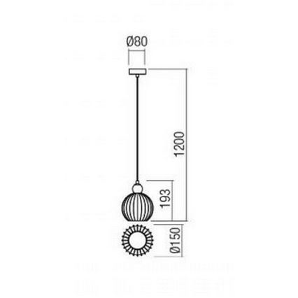 Redo 01-2063 - Lestenec na vrvici PLUMEN 1x/E14/40W/230V pr. 15 cm siva
