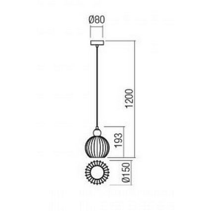 Redo 01-2064 - Lestenec na vrvici PLUMEN 1xE14/40W/230V pr. 15 cm baker