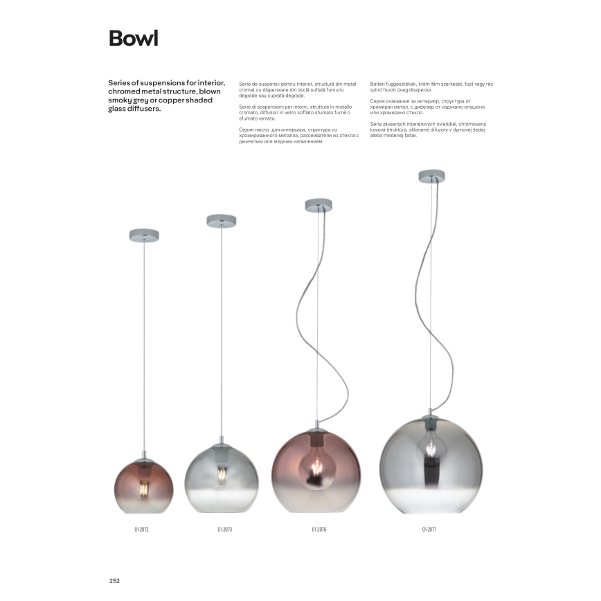 Redo 01-2076 - Lestenec na vrvici BOWL 1xE27/42W/230V pr. 30 cm baker