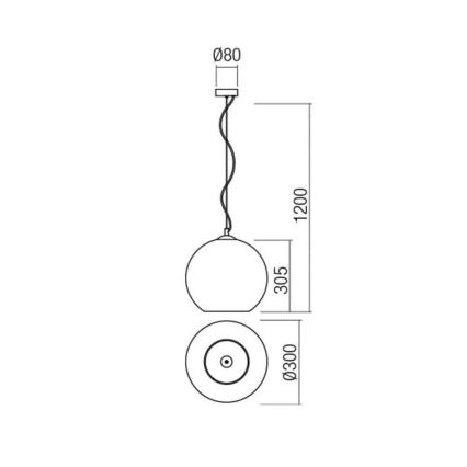 Redo 01-2076 - Lestenec na vrvici BOWL 1xE27/42W/230V pr. 30 cm baker