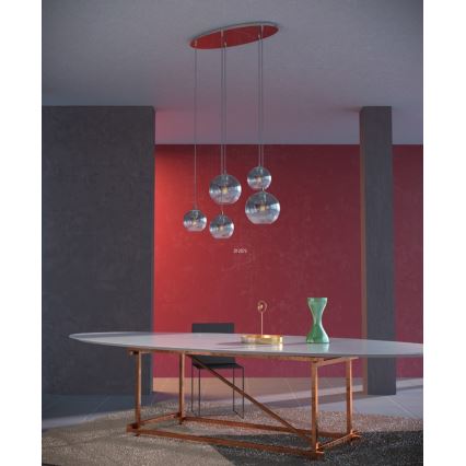 Redo 01-2079 - Lestenec na vrvici BOWL 5xE27/42W/230V dimna