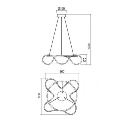 Redo 01-2110 - LED Zatemnitveni lestenec na vrvici CORRAL LED/40W/230V 3000K zlata