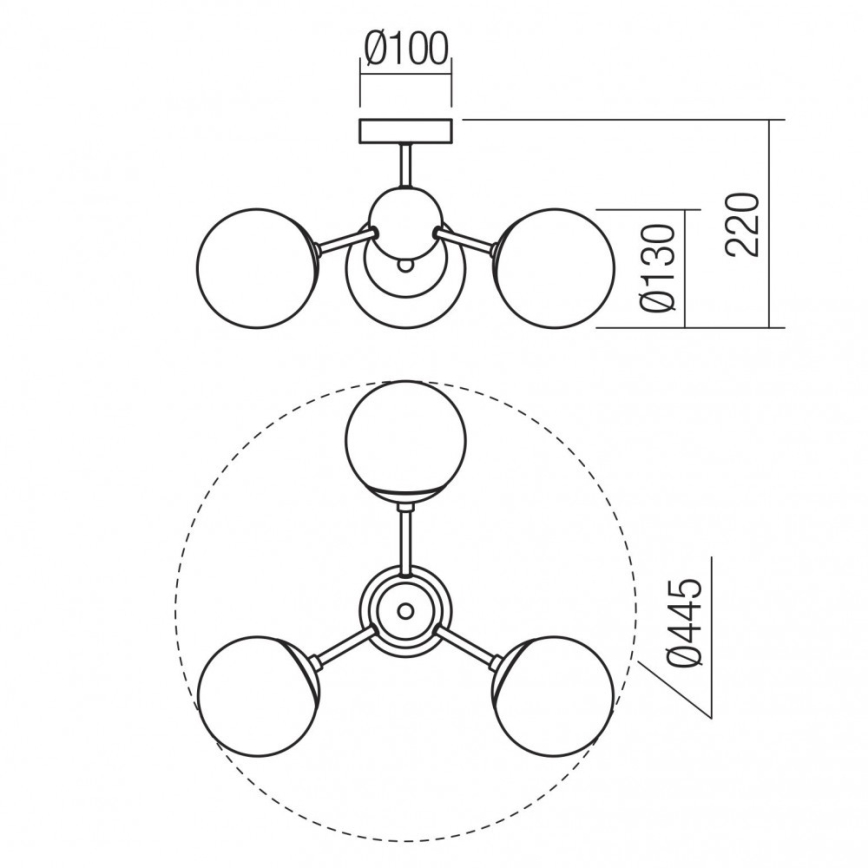 Redo 01-2176 - Lestenec na palici SEMIA 3xE14/28W/230V črna/dimna