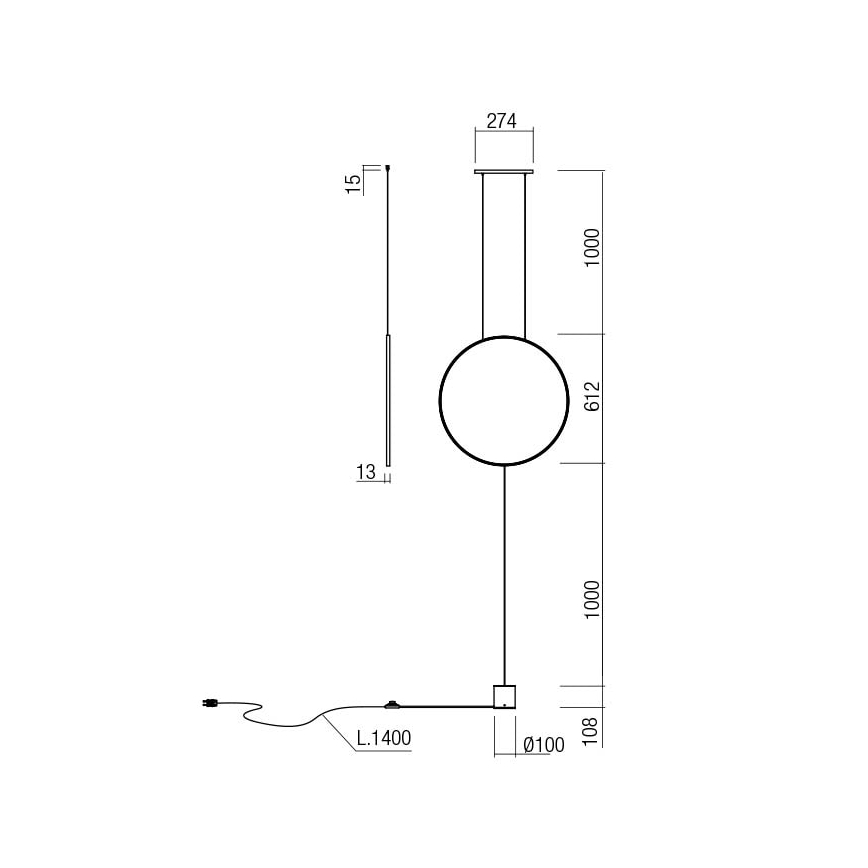 Redo 01-2197 - LED Talna svetilka SLICK LED/19W/230V črna