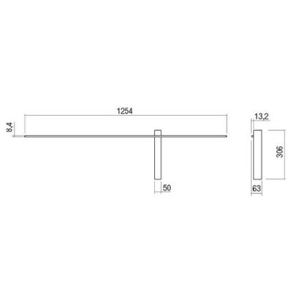 Redo 01-2200 - LED stenska svetilka TANGENT LED/14W/230V 3000K 125,4 cm bela