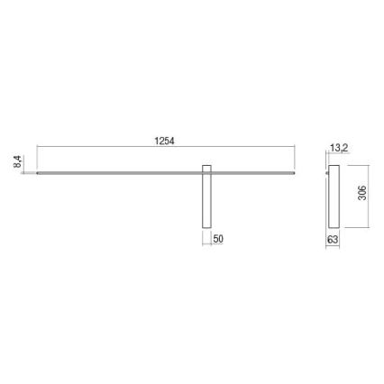 Redo 01-2201 - LED stensko svetilo TANGENT LED/14W/230V 3000K 125,4 cm črna