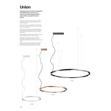 Redo 01-2202 - LED Lestenec na vrvici UNION LED/34W/230V CRI 90 3000K pr. 60 cm bela