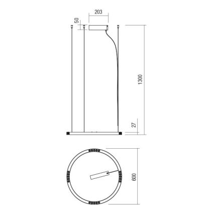 Redo 01-2202 - LED Lestenec na vrvici UNION LED/34W/230V CRI 90 3000K pr. 60 cm bela
