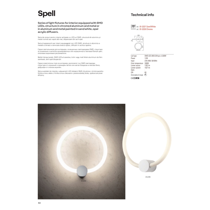 Redo 01-2224 - LED Zatemnitveni lestenec SPELL LED/43W/230V 3000K sijajni krom