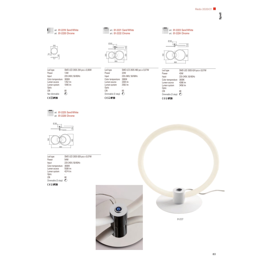Redo 01-2224 - LED Zatemnitveni lestenec SPELL LED/43W/230V 3000K sijajni krom