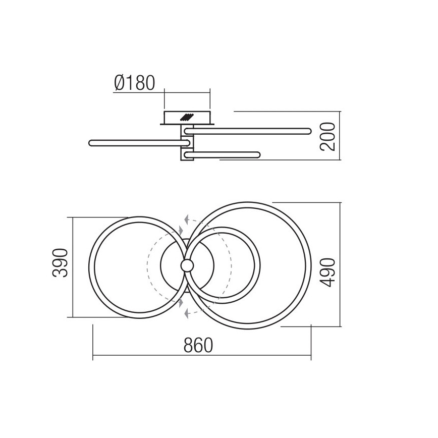 Redo 01-2226 - LED Zatemnitveni lestenec SPELL LED/54W/230V 3000K sijajni krom