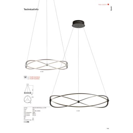 Redo 01-2251 - LED Zatemnitveni lestenec na vrvici QUARK LED/43W/230V 3000K pr. 60 cm mat krom