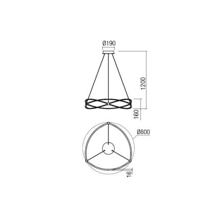 Redo 01-2251 - LED Zatemnitveni lestenec na vrvici QUARK LED/43W/230V 3000K pr. 60 cm mat krom
