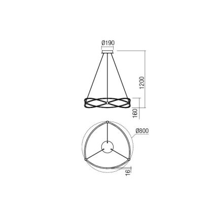 Redo 01-2251 - LED Zatemnitveni lestenec na vrvici QUARK LED/43W/230V 3000K pr. 60 cm krom